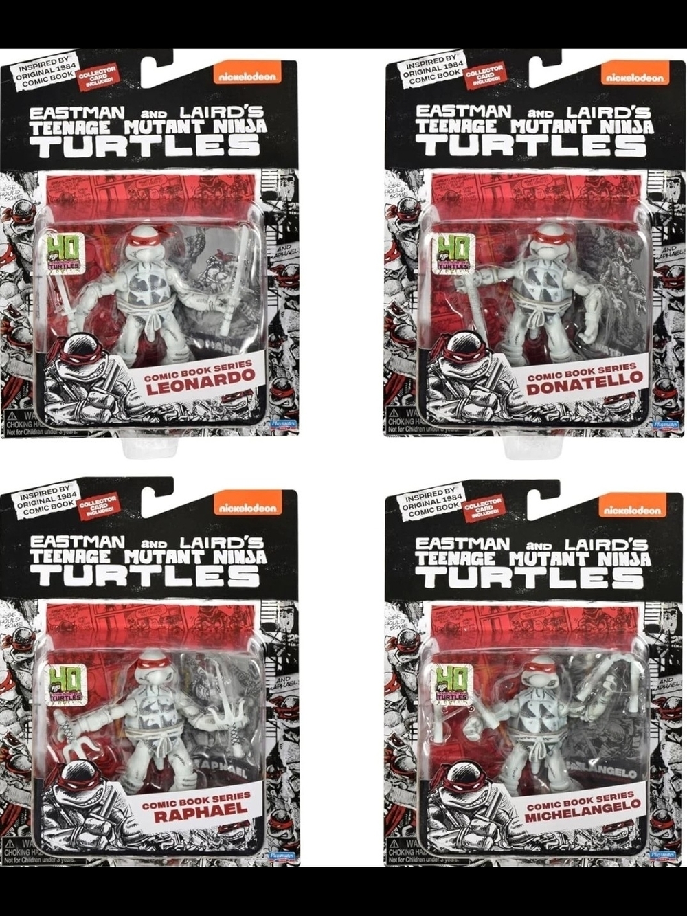 Teenage Mutant Ninja Turtles 4" Figure B&W Comic Series Box Set TMNT 4-Pack